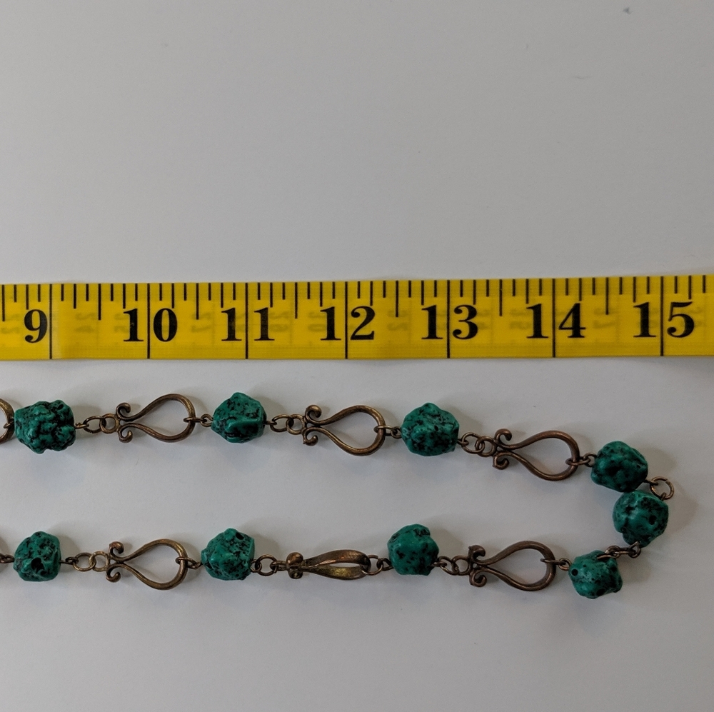 Costume Jade /Bronze Adjustable Statement Necklace - Picture 9 of 10